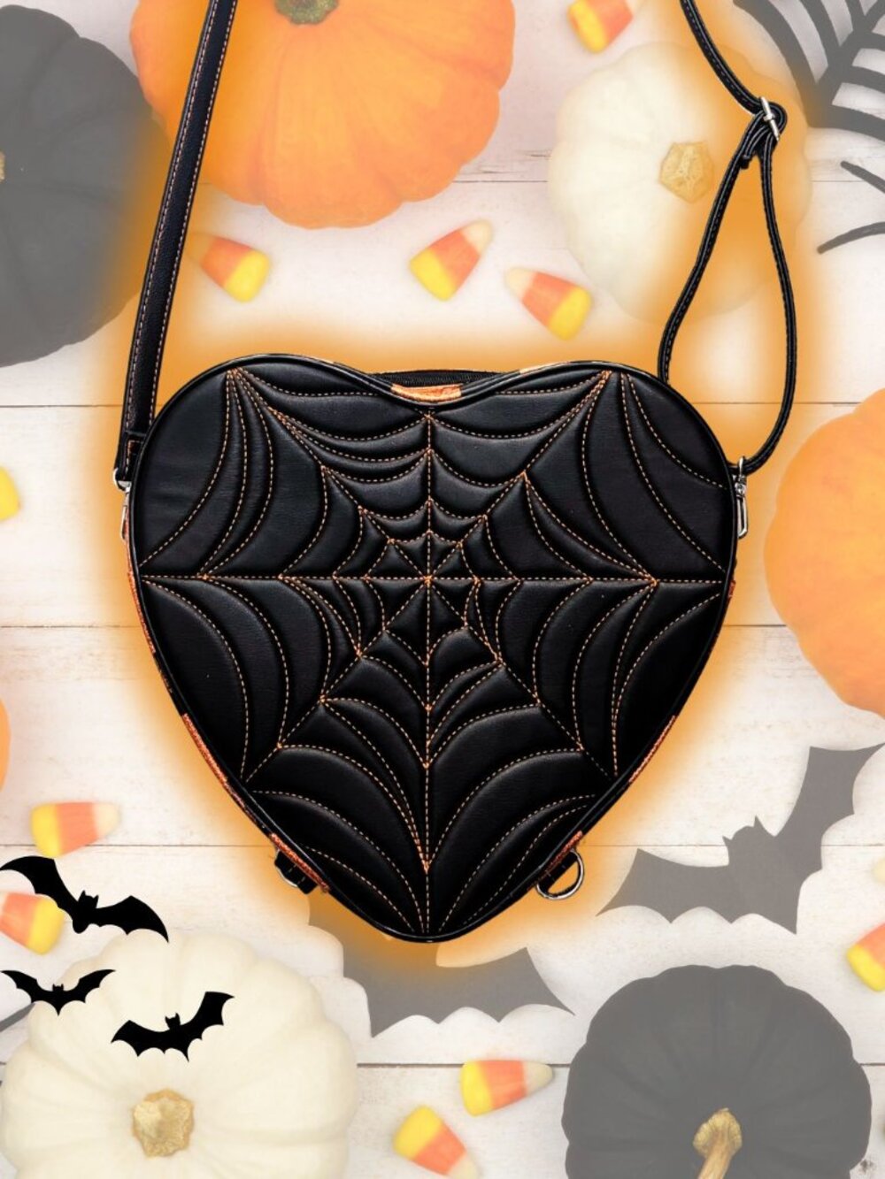 Love Pain & Stitches Spiderweb Heart Convertible Backpack Crossbody Goth Bag